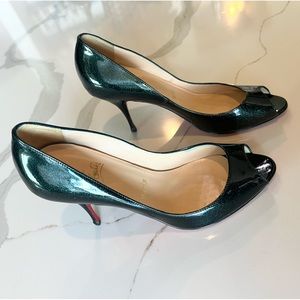 Authentic Green Peep-Toe Louboutins